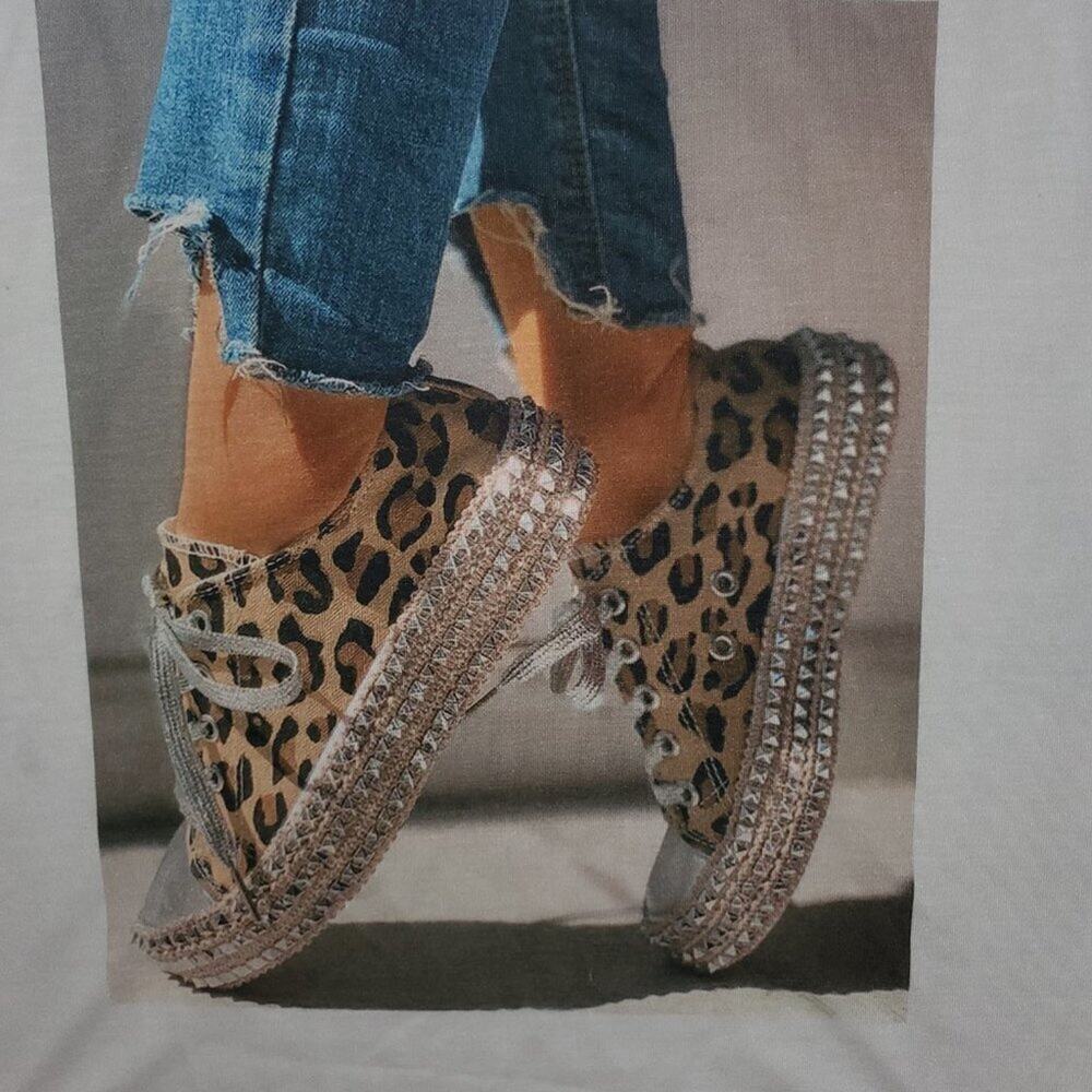 Fashion Top Leopard Tennis Shoes Image || Cut off || NWT Med